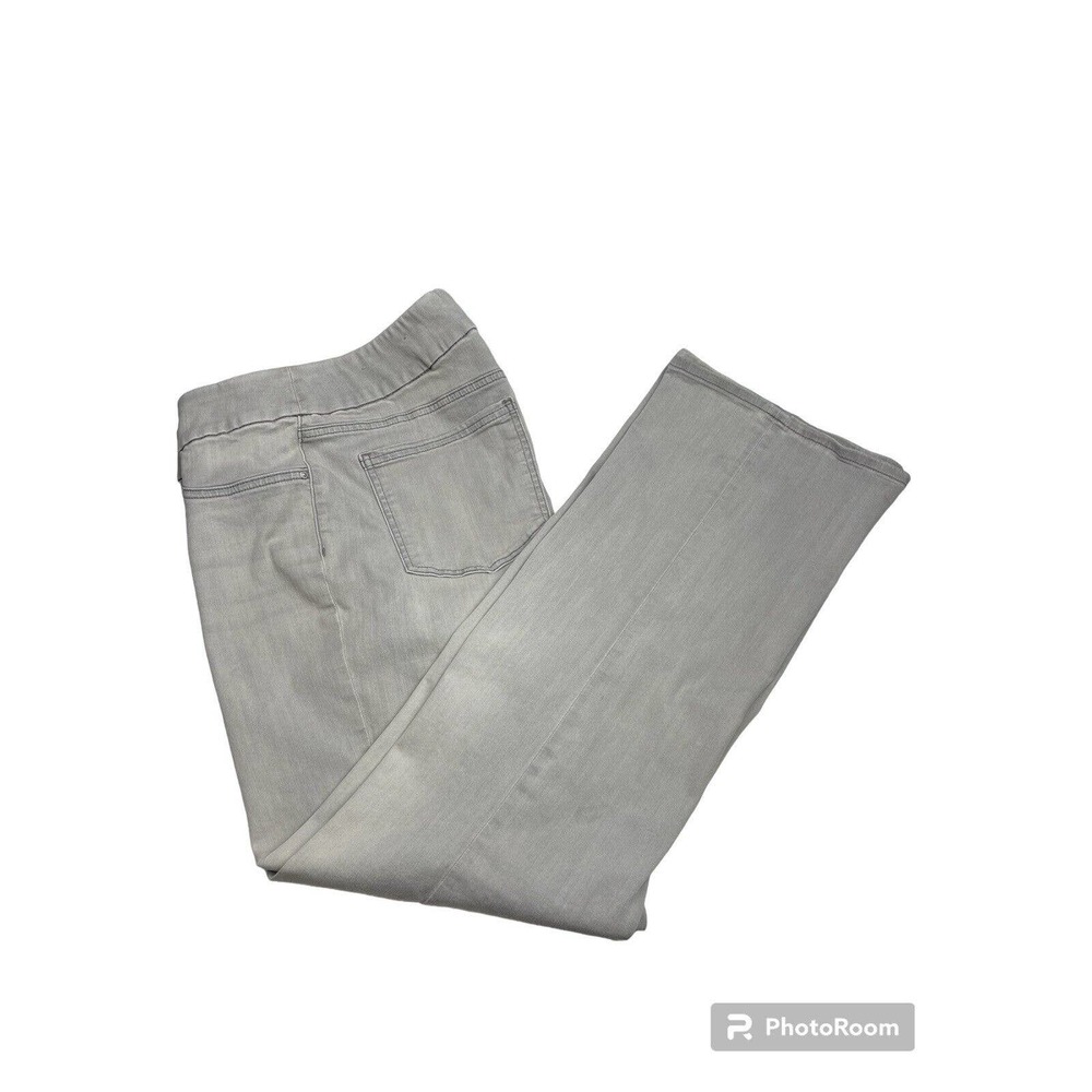 Chico's Women's Size 3( XL/16) Pull On Chino Bootcut Pants Gray Cotton Blend